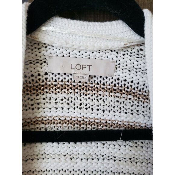 LOFT‎ Cardigan Shimmer Stripe Open Women Size XS knit Oversized NWOT - Picture 9 of 13